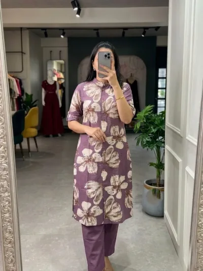 Lavender Purple Printed Graceful Salwar Set